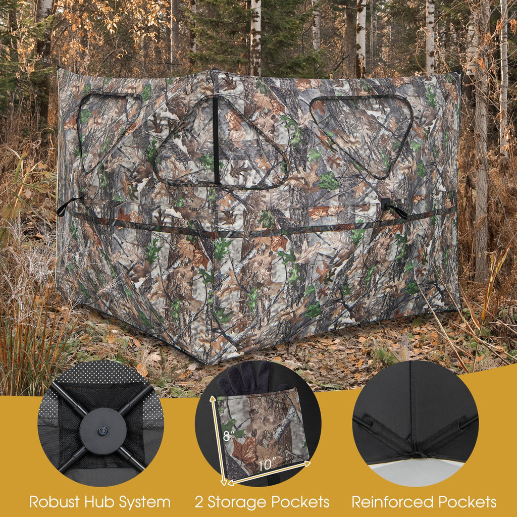 2-Panel Hunting Ground Blind Pop Up Fence with 3 Shoot Through Ports