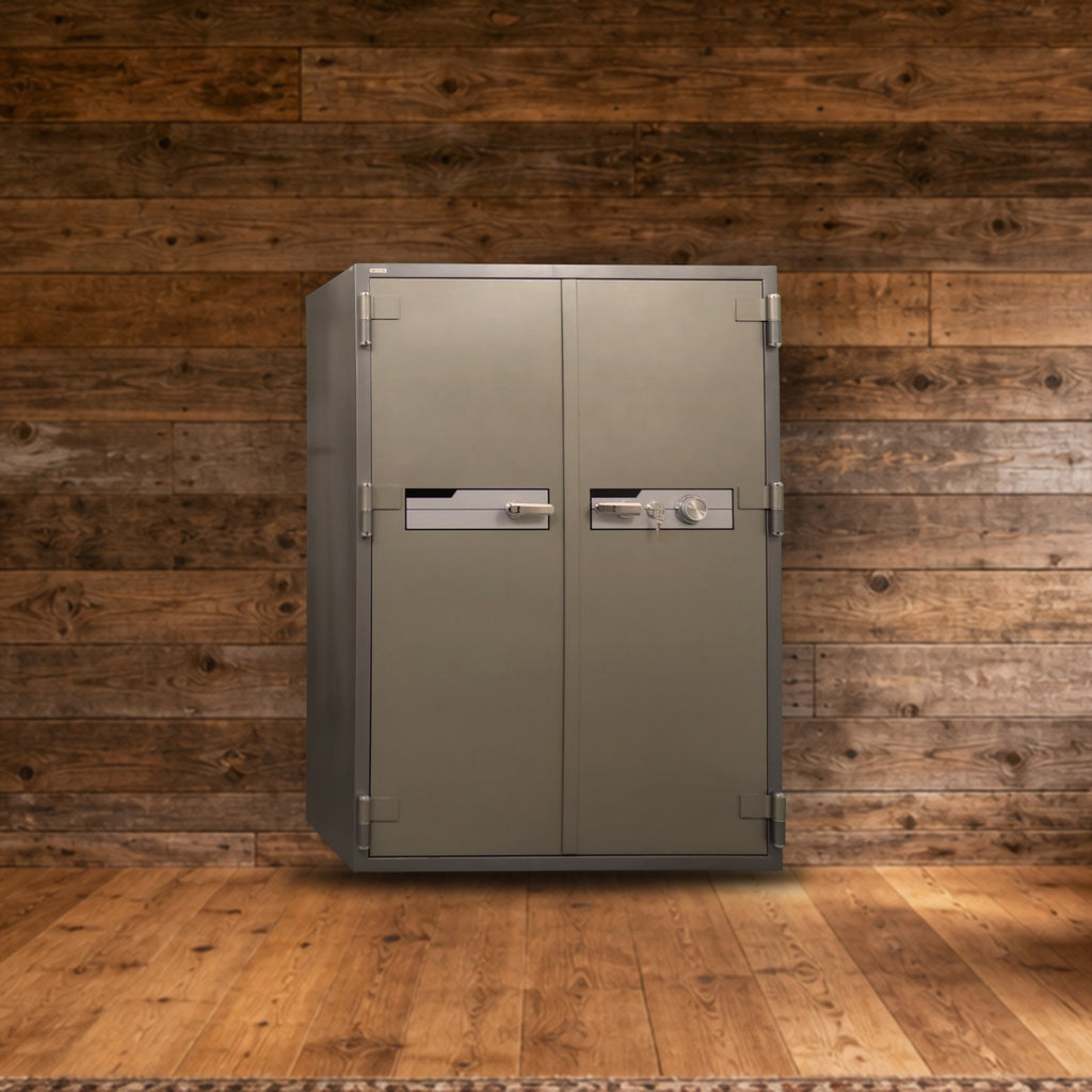 Steelwater BS-1750C safe in a rustic hunting lodge den