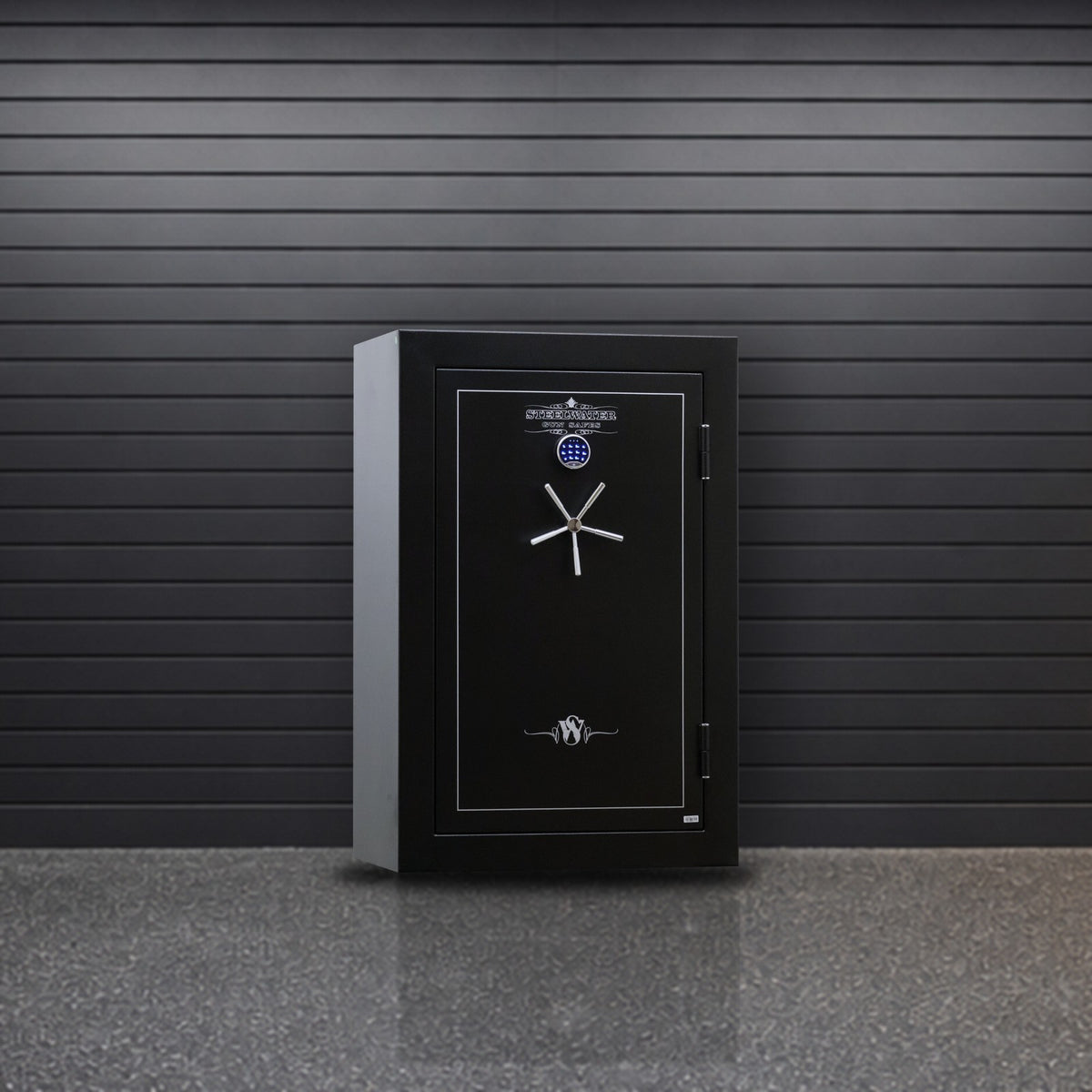 Steelwater LD593924 safe in a garage gun room