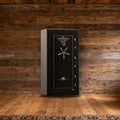 Steelwater MAX723028 safe in a rustic hunting lodge den
