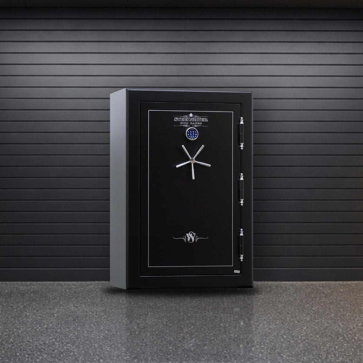 Steelwater MAX723928 safe in a garage gun room