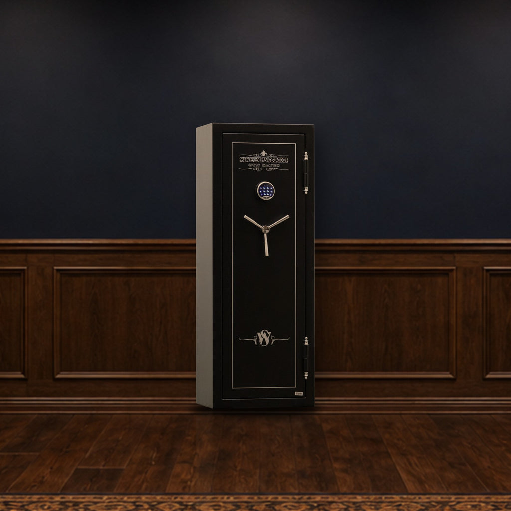 Steelwater SW592216 safe in a finished basement man cave