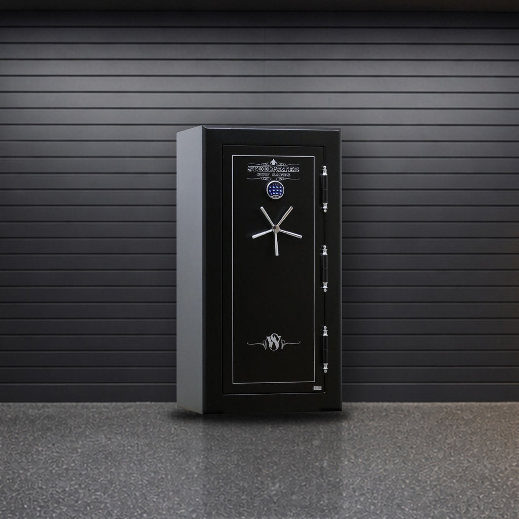 Steelwater MAX723028 safe in a garage gun room