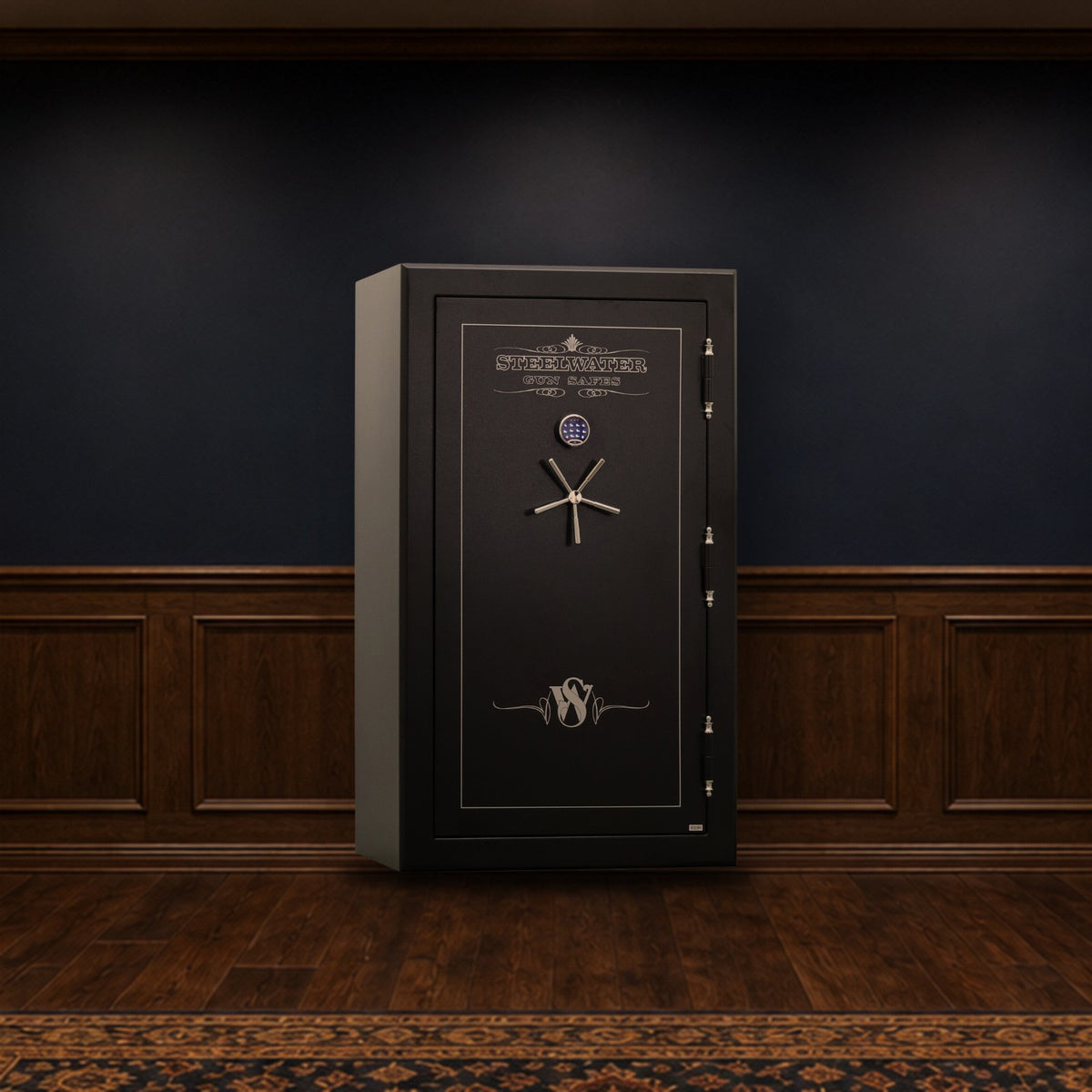 Steelwater HD724228 safe in a finished basement man cave