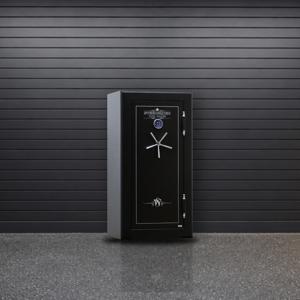 Steelwater HD593024 safe in a garage gun room