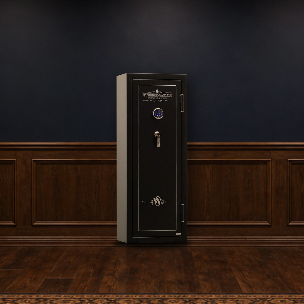 Steelwater EGS5922 safe in a finished basement man cave