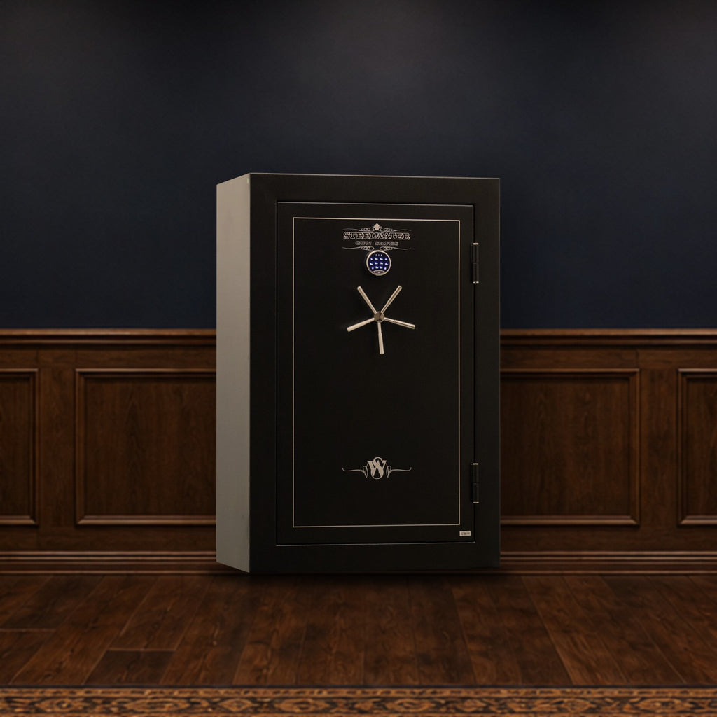 Steelwater LD593924 safe in a finished basement man cave
