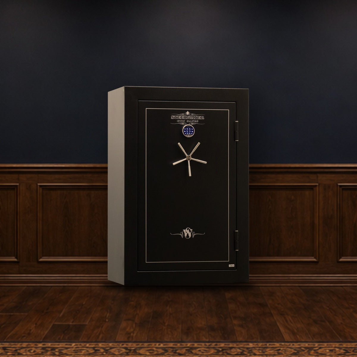 Steelwater LD593924 safe in a finished basement man cave