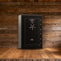 Steelwater MAX723928 safe in a rustic hunting lodge den