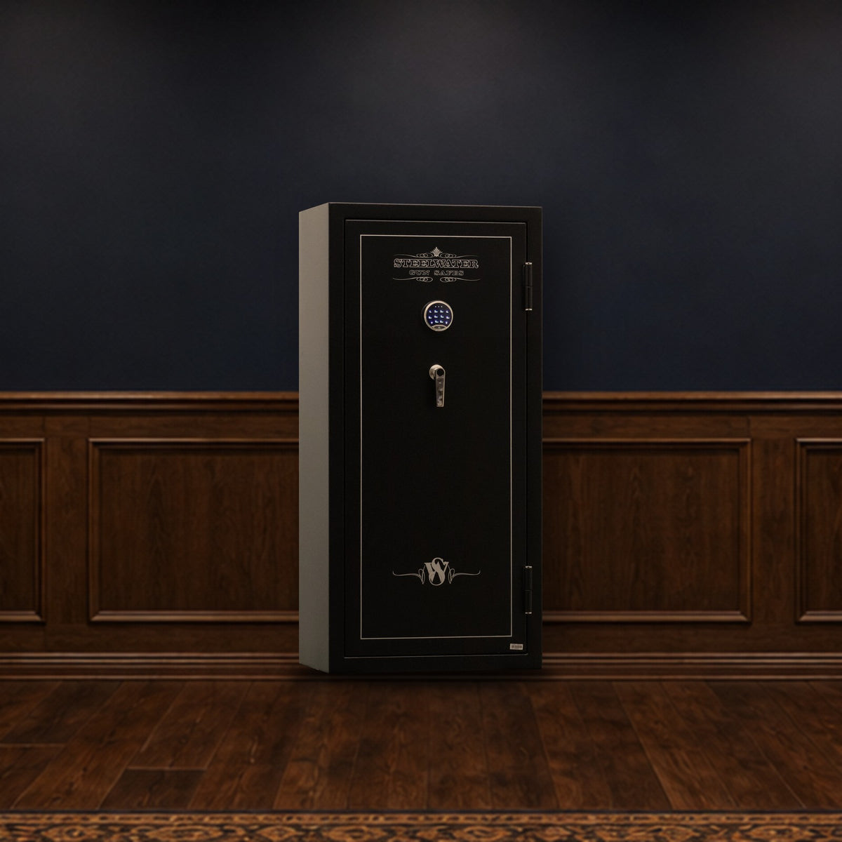 Steelwater EGS5928 safe in a finished basement man cave